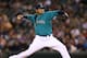 SEATTLE, WA - OCTOBER 01: Starting pitcher Felix Hernandez #34 of the Seattle Mariners pitches against the Los Angeles Angels of Anaheim at Safeco Field on October 1, 2012 in Seattle, Washington. (Photo by Otto Greule Jr/Getty Images)