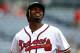 ATLANTA, GA - SEPTEMBER 06: Michael Bourn #24 of the Atlanta Braves reacts after he struck out swinging with bases loaded in the second inning against the Colorado Rockies at Turner Field on September 6, 2012 in Atlanta, Georgia. (Photo by Kevin C. Cox/Getty Images)