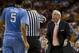 AUSTIN, TX - DECEMBER 19: Head coach Roy Williams of the University of North Carolina Tar Heels has words with an official against the University of Texas Longhorns on December 19, 2012 at the Frank Erwin Center in Austin, Texas. (Photo by Cooper Neill/Getty Images)