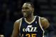 CHARLOTTE, NC - JANUARY 09: Al Jefferson #25 of the Utah Jazz reacts after his team scores a basket against the Charlotte Bobcats during their game at Time Warner Cable Arena on January 9, 2013 in Charlotte, North Carolina. NOTE TO USER: User expressly acknowledges and agrees that, by downloading and or using this photograph, User is consenting to the terms and conditions of the Getty Images License Agreement. (Photo by Streeter Lecka/Getty Images)