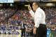 Mar 13, 2011; Atlanta, GA, USA; Florida Gators head coach Billy Donovan gestures while Kentucky Wildcats head coach John Calipari does the same at the other end of the court during the first half in the championship game of the 2011 SEC men's basketball tournament at the Georgia Dome. Mandatory Credit: Dale Zanine-USA TODAY Sports
