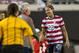 JACKSONVILLE, FL - FEBRUARY 09: Forward Christen Press #22 of the United States shakes hands with Head coach Tom Sermanni of the United States during the game against Scotland at EverBank Field on February 9, 2013 in Jacksonville, Florida. The United States defeated Scotland 4-1. (Photo by Michael Chang/Getty Images)