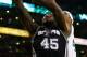 BOSTON, MA - NOVEMBER 21: DeJuan Blair #45 of the San Antonio Spurs goes up for a layup in front of Chris Wilcox #44 of the Boston Celtics during the game on November 21, 2012 at TD Garden in Boston, Massachusetts. NOTE TO USER: User expressly acknowledges and agrees that, by downloading and or using this photograph, User is consenting to the terms and conditions of the Getty Images License Agreement. (Photo by Jared Wickerham/Getty Images)