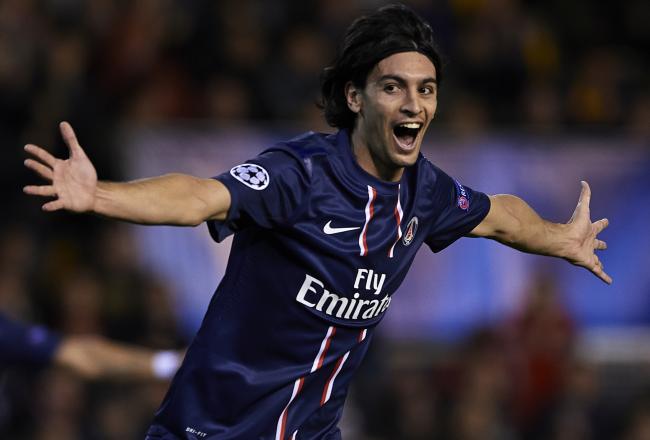Pastore celebrates his goal, PSG's second on the night