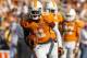 KNOXVILLE, TN - SEPTEMBER 15: Justin Hunter #11 of the Tennessee Volunteers during pregame warm-ups before their game against the Florida Gators at Neyland Stadium on September 15, 2012 in Knoxville, Tennessee. (Photo by John Sommers II/Getty Images)