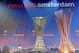 NYON, SWITZERLAND - DECEMBER 20: The UEFA Europa League trophy is displayed during the draw for the round of 32 of the UEFA Europa League at the UEFA headquarters on December 20, 2012 in Nyon, Switzerland. (Photo by Harold Cunningham/Getty Images)