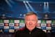 MADRID, SPAIN - FEBRUARY 12: Sir Alex Ferguson, manager of Manchester United, looks on during a press conference ahead of the UEFA Champions League match between Real Madrid CF and Manchester United at the Valdebebas training ground on February 12, 2013 in Madrid, Spain. (Photo by Jasper Juinen/Getty Images)