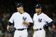 NEW YORK, NY - OCTOBER 13: (L-R) Andy Pettitte #46 and Derek Jeter #2 of the New York Yankees look on from the pitcher's mound in the sixth inning against the Detroit Tigers during Game One of the American League Championship Series at Yankee Stadium on October 13, 2012 in the Bronx borough of New York City, New York. (Photo by Al Bello/Getty Images)
