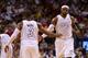 MIAMI, FL - FEBRUARY 10: Dwyane Wade #3 and LeBron James #6 of the Miami Heat high five during a game against the Los Angeles Lakers at American Airlines Arena on February 10, 2013 in Miami, Florida. (Photo by Mike Ehrmann/Getty Images)