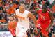 SYRACUSE, NY - FEBRUARY 10: Michael Carter-Williams #1 of the Syracuse Orange takes the ball down the court against Sir'Dominic Pointer #15 of the St. John's Red Storm during the game at the Carrier Dome on February 10, 2013 in Syracuse, New York. (Photo by Nate Shron/Getty Images)
