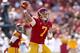 LOS ANGELES, CA - NOVEMBER 10: Quarterback Matt Barkley #7 of the USC Trojans throws a pass against the Arizona State Sun Devils at the Los Angeles Memorial Coliseum on November 10, 2012 in Los Angeles, California. (Photo by Stephen Dunn/Getty Images)