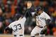 Curtis Granderson celebrates a victory on October 7, 2012 after a Game 1 victory in the 2012 AL Division Series against the Baltimore Orioles.