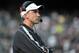 Dec 2, 2012; Oakland, CA, USA; Oakland Raiders coach Dennis Allen reacts during the game against the Cleveland Browns at the O.co Coliseum. Mandatory Credit: Kirby Lee/Image of Sport-USA TODAY Sports