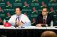Manager Mike Matheny (left) and GM John Mozeliak (right) when Matheny was named as St. Louis Cardinals manager.