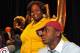 Feb 6, 2013; Miami, FL, USA; Booker T. Washington offense linebacker Matthew Thomas stands next to his mother Mariska Nyon and announces that he will attend Florida State on National Signing Day at Booker T. Washington Senior High. Mandatory Credit: Steve Mitchell-USA TODAY Sports