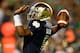 MIAMI GARDENS, FL - JANUARY 07: Everett Golson #5 of the Notre Dame Fighting Irish throws a pass against the Alabama Crimson Tide during the 2013 Discover BCS National Championship game at Sun Life Stadium on January 7, 2013 in Miami Gardens, Florida. (Photo by Kevin C. Cox/Getty Images)