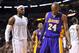 Feb 10, 2013; Miami, FL, USA; Miami Heat small forward LeBron James (6) and Los Angeles Lakers shooting guard Kobe Bryant (24) during the second half at American Airlines Arena. Mandatory Credit: Steve Mitchell-USA TODAY Sports