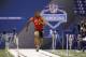 INDIANAPOLIS, IN - FEBRUARY 27: Cam Newton runs the 40-yard dash during the 2011 NFL Scouting Combine at Lucas Oil Stadium on February 27, 2011 in Indianapolis, Indiana. (Photo by Joe Robbins/Getty Images)