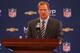 NEW ORLEANS, LA - FEBRUARY 04: NFL Commissioner Roger Goodell speaks during the Super Bowl XLVII Team Winning Coach and MVP Press Conference at the Ernest N. Morial Convention Center on February 4, 2013 in New Orleans, Louisiana. (Photo by Christian Petersen/Getty Images)