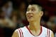 HOUSTON, TX - JANUARY 26: Jeremy Lin #7 of the Houston Rockets celebrates a play on the court during the game against the Brooklyn Nets at Toyota Center on January 26, 2013 in Houston, Texas. NOTE TO USER: User expressly acknowledges and agrees that, by downloading and or using this photograph, User is consenting to the terms and conditions of the Getty Images License Agreement. (Photo by Scott Halleran/Getty Images)