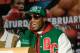 February 25, 2012; St. Louis, MO, USA; Adrien Broner talks to the media after knocking out Eloy Perez in the fourth round of the Arch Enemies at the Scottrade Center. Mandatory Credit: Jeff Curry-USA TODAY Sports