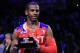HOUSTON, TX - FEBRUARY 17: Chris Paul #3 of the Los Angeles Clippers and the Western Conference celebrates after winning MVP in the 2013 NBA All-Star game at the Toyota Center on February 17, 2013 in Houston, Texas. NOTE TO USER: User expressly acknowledges and agrees that, by downloading and or using this photograph, User is consenting to the terms and conditions of the Getty Images License Agreement. (Photo by Ronald Martinez/Getty Images)