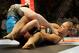 August 18, 2012; San Diego, CA, USA; Sarah Kaufman (blue shirt) and Ronda Rousey (black shirt) during their Strikeforce MMA women's bantamweight title bout at the Valley View Casino Center. Rousey won in 54 seconds of the first round. Mandatory Credit: Jayne Kamin-Oncea-USA TODAY Sports