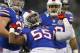 TORONTO, ON - DECEMBER 16: Kelvin Sheppard #55 of the Buffalo Bills celebrates a sack on the first play of the game against the Seattle Seahawks at Rogers Centre on December 16, 2012 in Toronto, Ontario. (Photo by Rick Stewart/Getty Images)