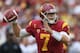 LOS ANGELES, CA - OCTOBER 20: Quarterback Matt Barkley #7 of the USC Trojans throws a pass in the first quarter against the Colorado Buffaloes at Los Angeles Memorial Coliseum on October 20, 2012 in Los Angeles, California. (Photo by Jeff Gross/Getty Images)