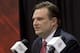 HOUSTON, TX - JULY 19: Daryl Morey, general manager of the Houston Rockets speaks during a press conference announcing the signing of Jeremy Lin at Toyota Center on July 19, 2012 in Houston, Texas. (Photo by Bob Levey/Getty Images)