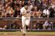 SAN FRANCISCO, CA - OCTOBER 24: Buster Posey #28 of the San Francisco Giants hits a RBI single in the seventh inning against the Detroit Tigers during Game One of the Major League Baseball World Series at AT&T Park on October 24, 2012 in San Francisco, California. (Photo by Christian Petersen/Getty Images)