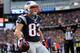 FOXBORO, MA - OCTOBER 7: Wes Welker #83 of the New England Patriots reacts in the end zone after he got by Chris Harris #25 of the Denver Broncos in the first half for a touchdown at Gillette Stadium on October 7, 2012 in Foxboro, Massachusetts. (Photo by Jim Rogash/Getty Images)