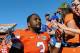 GAINESVILLE, FL - NOVEMBER 10: Linebacker Jelani Jenkins #3 of the Florida Gators celebrates with fans after returning a blocked punt for a game-winning touchdown against the Louisiana-Lafayette Ragin' Cajuns November 10, 2012 in Gainesville, Florida. Florida won 27 - 20. (Photo by Al Messerschmidt/Getty Images)