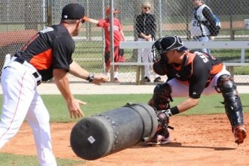 Marlins Catchers Prepare to Stand Ground at Plate