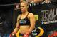August 18, 2012; San Diego, CA, USA; Ronda Rousey (black shorts) in the cage to start her fight against Sarah Kaufman (not pictured) during their Strikeforce MMA women's bantamweight title bout at the Valley View Casino Center. Rousey won in 54 seconds of the first round. Mandatory Credit: Jayne Kamin-Oncea-USA TODAY Sports