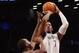 NEW YORK, NY - FEBRUARY 19: Joe Johnson #7 of the Brooklyn Nets hits a basket with 1.2 seconds remaining in overtime to defeat the Milwaukee Bucks 113-111 at the Barclays Center on February 19, 2013 in New York City. NOTE TO USER: User expressly acknowledges and agrees that, by downloading and/or using this photograph, user is consenting to the terms and conditions of the Getty Images License Agreement. The Nets defeated the Bucks 113-111 in overtime. (Photo by Bruce Bennett/Getty Images)