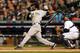 DETROIT, MI - OCTOBER 18: Eduardo Nunez #26 of the New York Yankees bats against the Detroit Tigers during game four of the American League Championship Series at Comerica Park on October 18, 2012 in Detroit, Michigan. (Photo by Leon Halip/Getty Images)