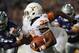 Dec 1, 2012; Manhattan, KS, USA; Texas Longhorns running back Johnathan Gray (32) runs the ball during the first half of the game against the Kansas State Wildcats at Bill Snyder Family Stadium. Mandatory Credit: Denny Medley-USA TODAY Sports
