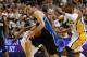 INDIANAPOLIS, IN - APRIL 28: J.J. Redick #7 of the Orlando Magic drives past the defense of Leandro Barbosa #28 of the Indiana Pacers in Game One of the Eastern Conference Quarterfinals during the 2012 NBA Playoffs on April 28, 2012 at Bankers Life Fieldhouse in Indianapolis, Indiana. Orlando won the game 81-77 to take a 1-0 series lead. NOTE TO USER: User expressly acknowledges and agrees that, by downloading and or using this photograph, User is consenting to the terms and conditions of the Getty Images License Agreement. (Photo by Gregory Shamus/Getty Images)