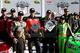 DAYTONA BEACH, FL - FEBRUARY 17: Danica Patrick, driver of the #10 GoDaddy.com Chevrolet, with her Pole Award and Jeff Gordon, driver of the #24 Drive To End Hunger Chevrolet, with his Front Row Award after qualifying for the NASCAR Sprint Cup Series Daytona 500 at Daytona International Speedway on February 17, 2013 in Daytona Beach, Florida. (Photo by Jerry Markland/Getty Images)