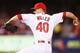 ST. LOUIS, MO - OCTOBER 3: Starter Shelby Miller #40 of the St. Louis Cardinals pitches against the Cincinnati Reds at Busch Stadium on October 3, 2012 in St. Louis, Missouri. (Photo by Dilip Vishwanat/Getty Images)