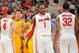 COLUMBUS, OH - FEBRUARY 20: Deshaun Thomas #1 of the Ohio State Buckeyes celebrates with teammates Aaron Craft #4 and Lenzelle Smith, Jr. #32 after making a basket against the Minnesota Golden Gophers in the first half on February 20, 2013 at Value City Arena in Columbus, Ohio. Ohio State defeated Minnesota 71-45. (Photo by Jamie Sabau/Getty Images)