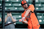 Michael Phelps Takes BP with Orioles