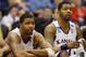 SAN ANTONIO, TX - MARCH 27: Marcus Morris #22 and Markieff Morris #21 of the Kansas Jayhawks react during the southwest regional final of the 2011 NCAA men's basketball tournament at the Alamodome on March 27, 2011 in San Antonio, Texas. Virginia Commonwealth defeated Kansas 71-61. (Photo by Ronald Martinez/Getty Images)