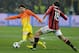 MILAN, ITALY - FEBRUARY 20: Lionel Messi of FC Barcelona compete for the ball with Riccardo Montolivo of AC Milan #18 during the UEFA Champions League Round of 16 first leg match between AC Milan and Barcelona at San Siro Stadium on February 20, 2013 in Milan, Italy. (Photo by Claudio Villa/Getty Images)