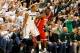 EAST LANSING, MI - JANUARY 19: Adreian Payne #5 of the Michigan State Spartans reacts next to Evan Ravenel #30 of the Ohio State Buckeyes in the second half at the Jack Breslin Center on January 19, 2013 in East Lansing, Michigan. Michigan State won the game 59-56. (Photo by Gregory Shamus/Getty Images)