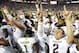 November 10, 2012; Tuscaloosa, AL, USA; Texas A&M Aggies quarterback Johnny Manziel (2) celebrates their 29-24 victory over the Alabama Crimson Tide at Bryant Denny Stadium. Mandatory Credit: John David Mercer-USA TODAY Sports