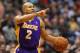 Jan 29, 2012; Minneapolis, MN, USA; Los Angeles Lakers guard Derek Fisher (2) against the Minnesota Timberwolves at the Target Center. The Lakers defeated the Timberwolves 106-101. Mandatory Credit: Brace Hemmelgarn-USA TODAY Sports