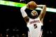 Feb 20, 2013; Atlanta, GA, USA; Atlanta Hawks small forward Josh Smith (5) dunks the ball against the Miami Heat during the second half at Philips Arena. The Heat defeated the Hawks 103-90. Mandatory Credit: Dale Zanine-USA TODAY Sports