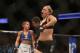 ANAHEIM, CA - FEBRUARY 23: Ronda Rousey celebrates her UFC Bantamweight Title over Liz Carmouche at Honda Center on February 23, 2013 in Anaheim, California. (Photo by Jeff Gross/Getty Images)